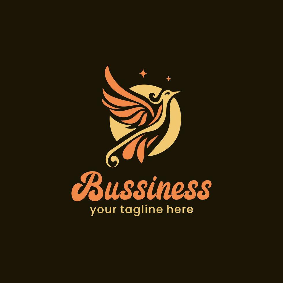 guld Färg dekorativ fågel logotyp design, boutique företag vektor