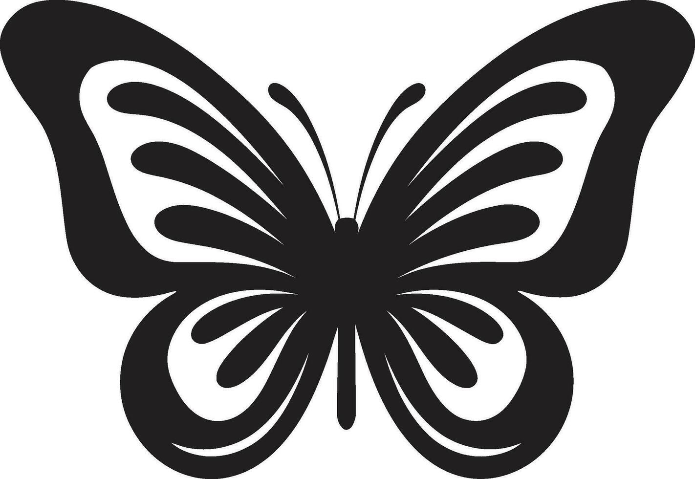 schwarz Schmetterling Silhouette ein modern Schönheit anmutig Kompliziertheit Schmetterling Emblem im noir vektor