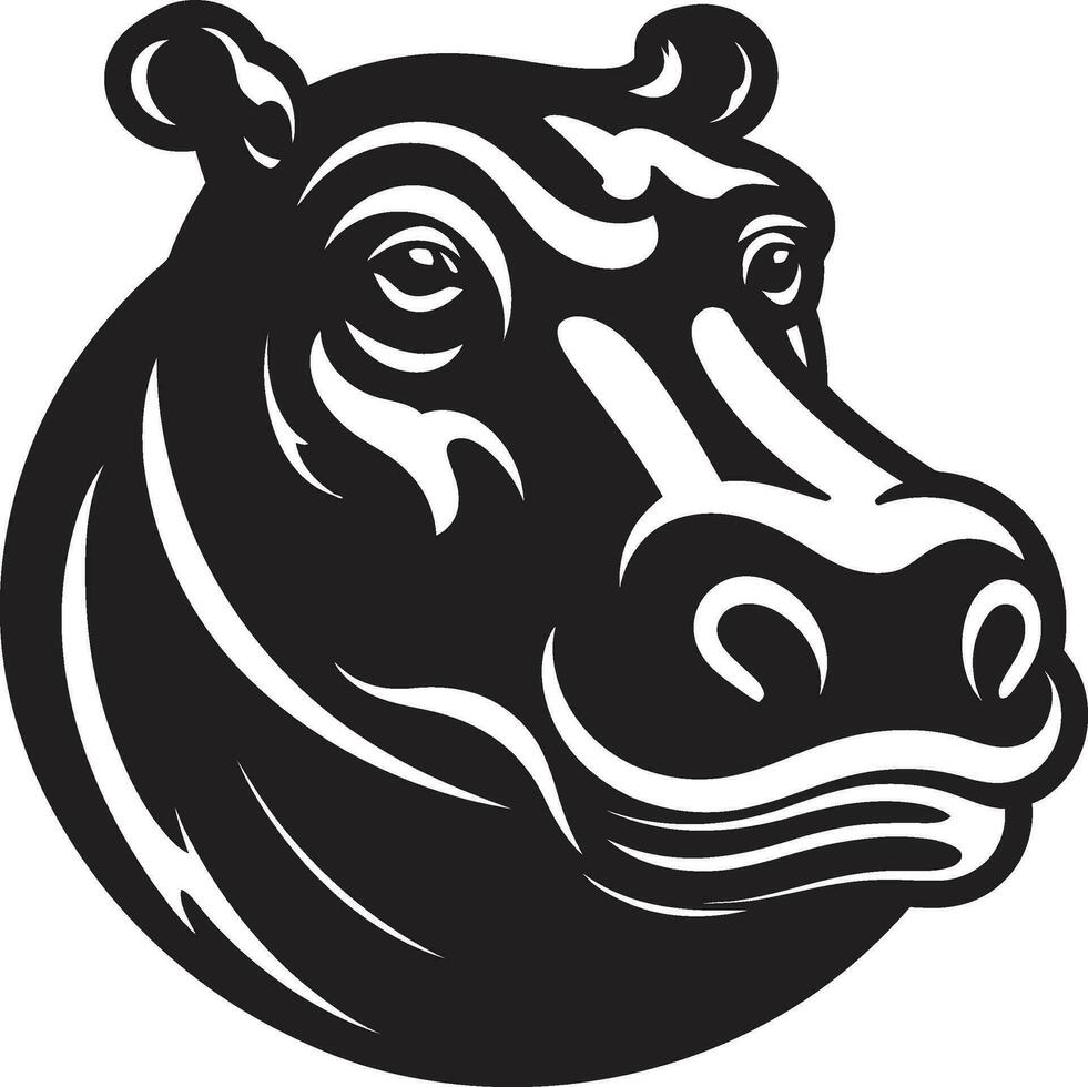 elegant svart flodhäst logotyp flodhäst majestät i vektor