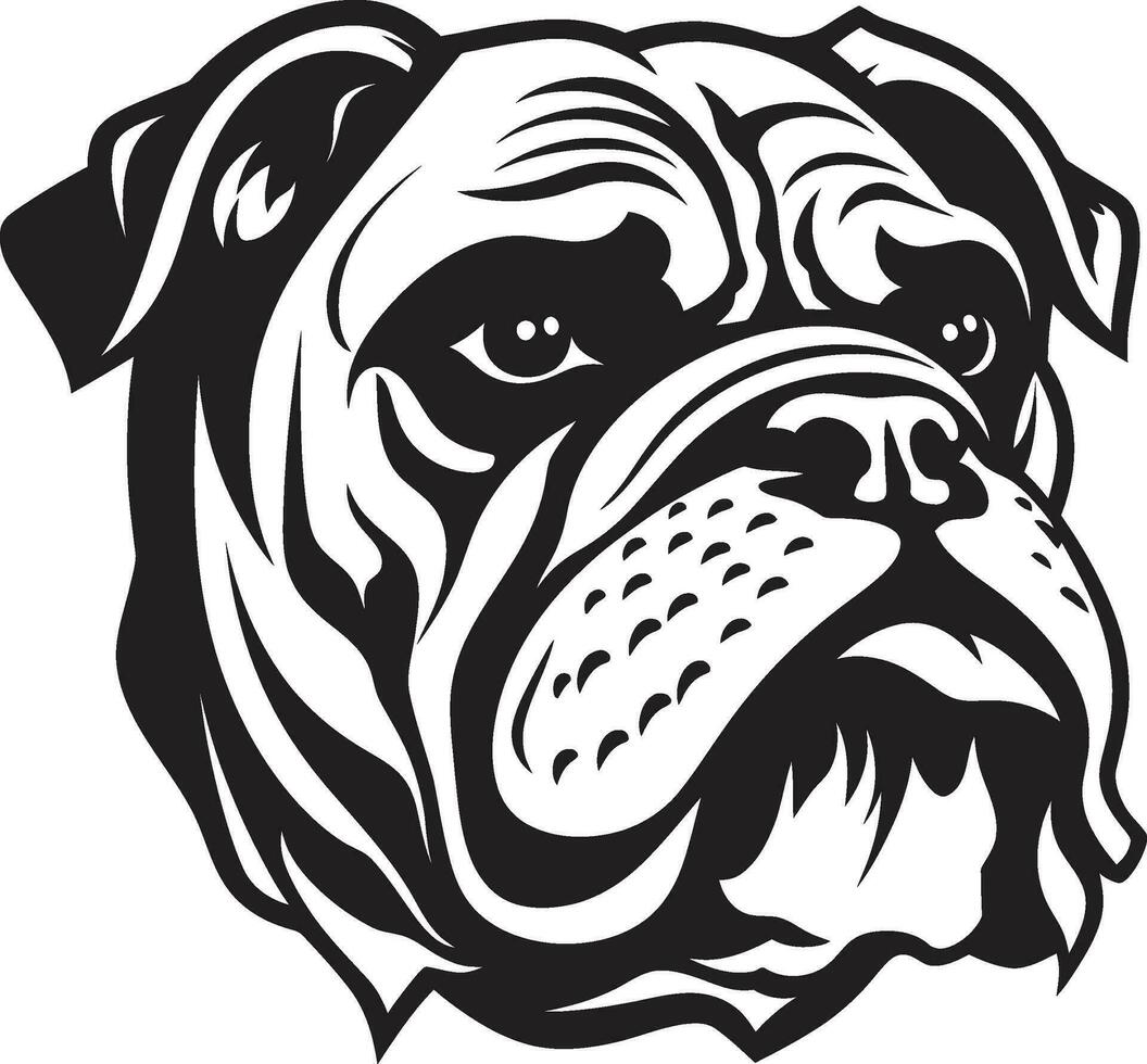 Eckzahn Mut Vektor Symbol im schwarz Vektor Kunst enthüllt Bulldogge Emblem