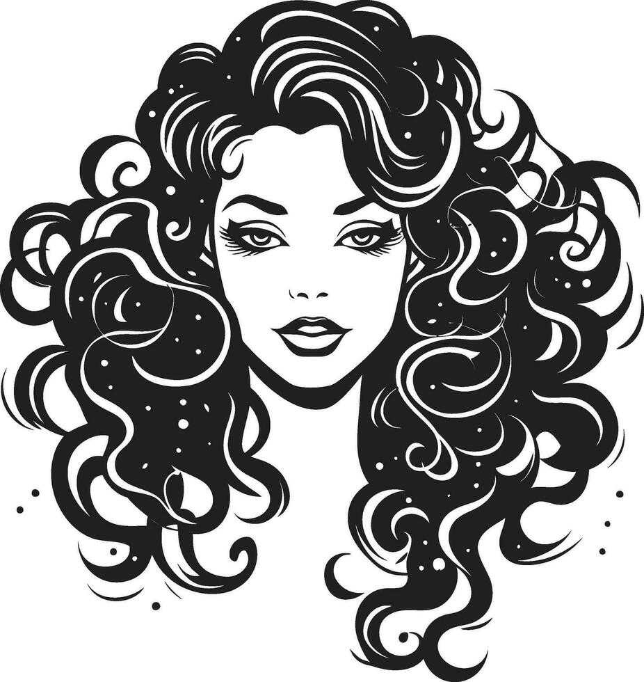 kröning ära en lockigt håriga emblem av skönhet lockigt charm skulpterad i vektor de kvinnors ikoniska hår symbol