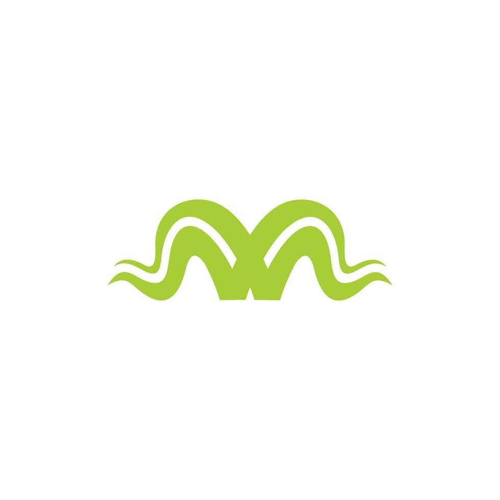 brev w tång gräs grön logotyp vektor