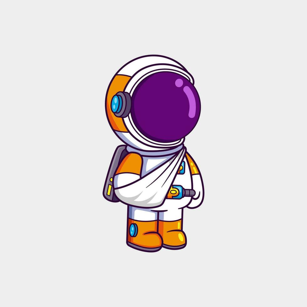 süß Astronaut mit gebrochen Arm Karikatur Charakter vektor