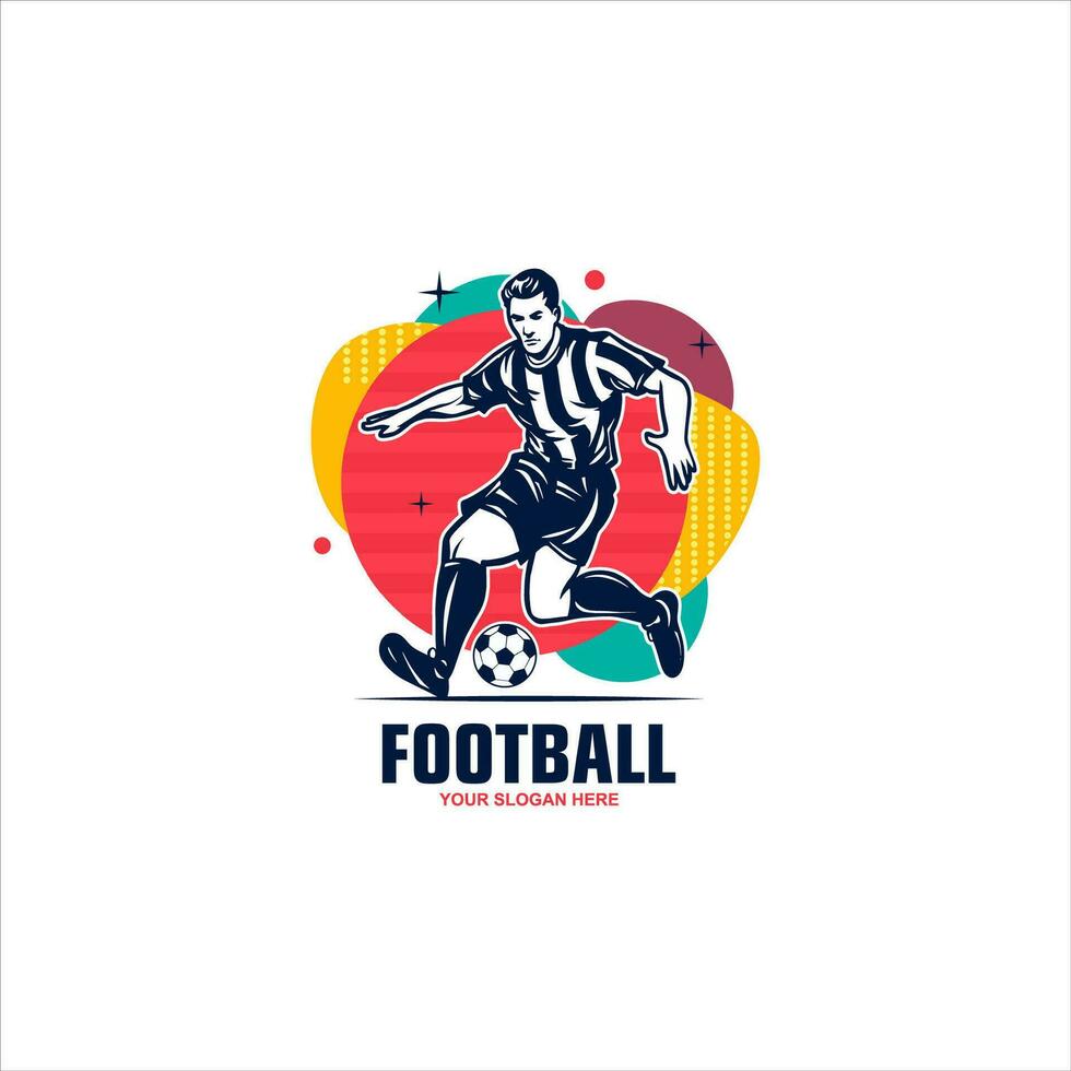 fotboll och fotboll spelare man logotyp vektor