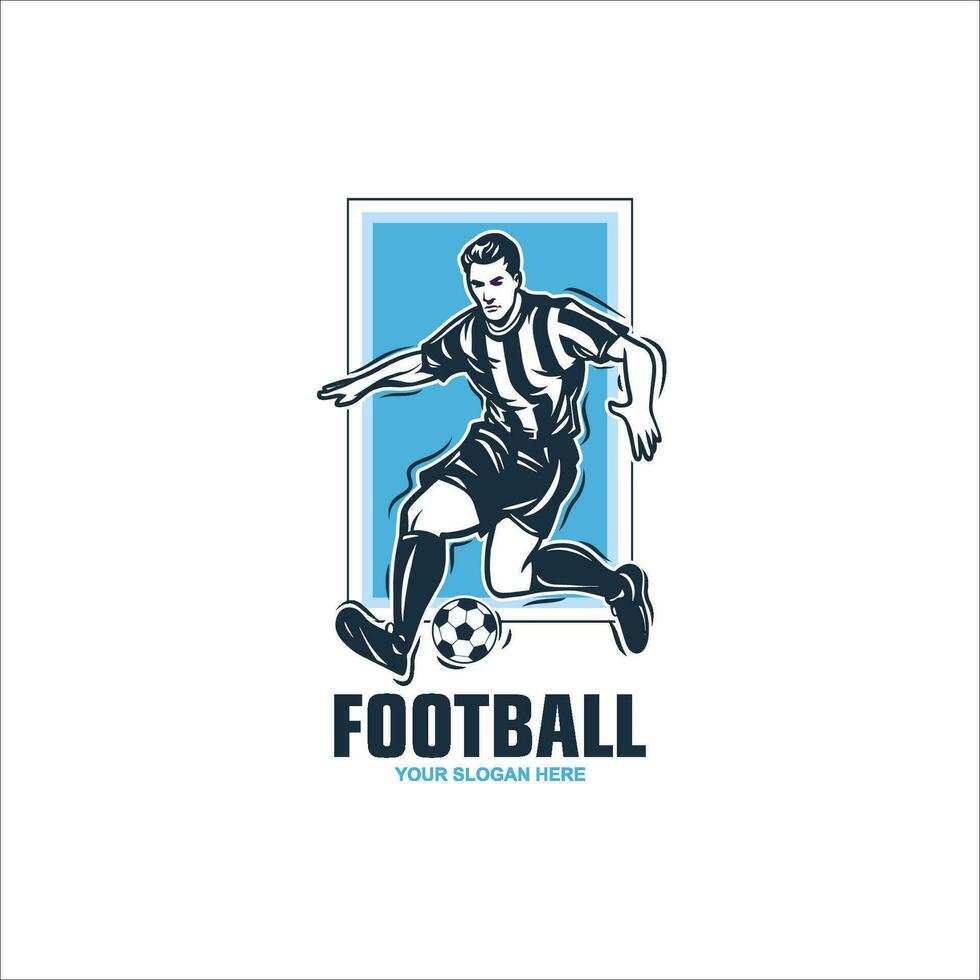 Fußball Spieler schlagen Ball Logo Vektor. Fußball Sport Symbol vektor