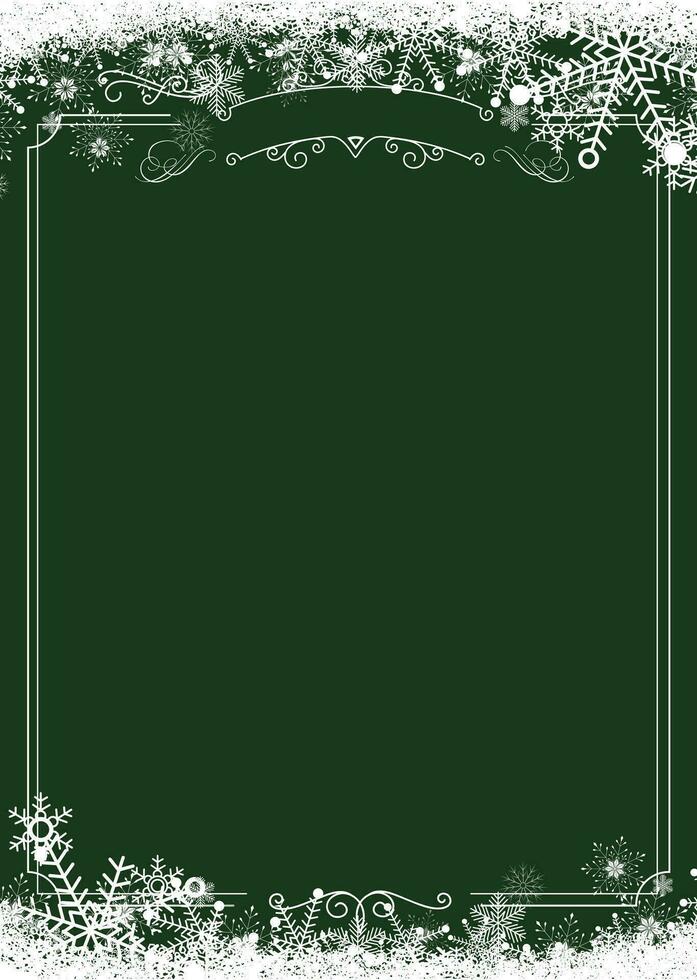 Winter Schneeflocke retro Rand und Weihnachten Grün Hintergrund Hintergrund vektor