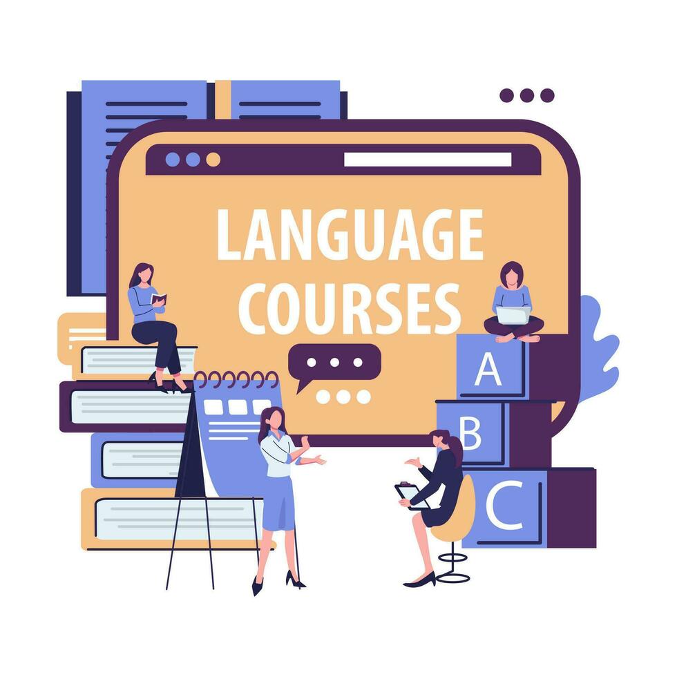 online Sprache Kurs eben Stil Illustration Vektor Design