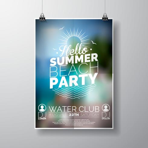 Vector Party Flyer affischmall på Summer Beach tema