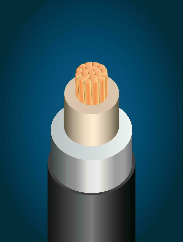 elektrisch Draht auf Weiß Hintergrund. Kupfer Draht ist das elektrisch Dirigent von städtisch Gesellschaft. Vektor realistisch Illustration.