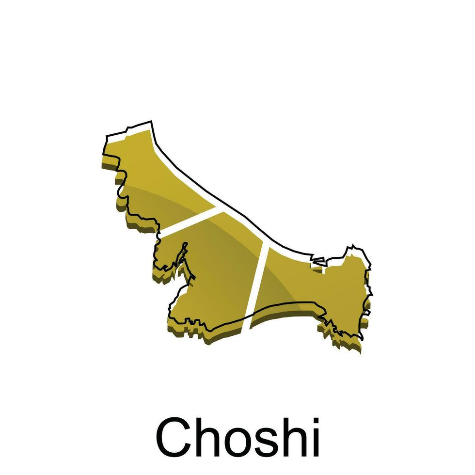 Karta stad av choshi design, hög detaljerad vektor Karta - japan vektor design mall