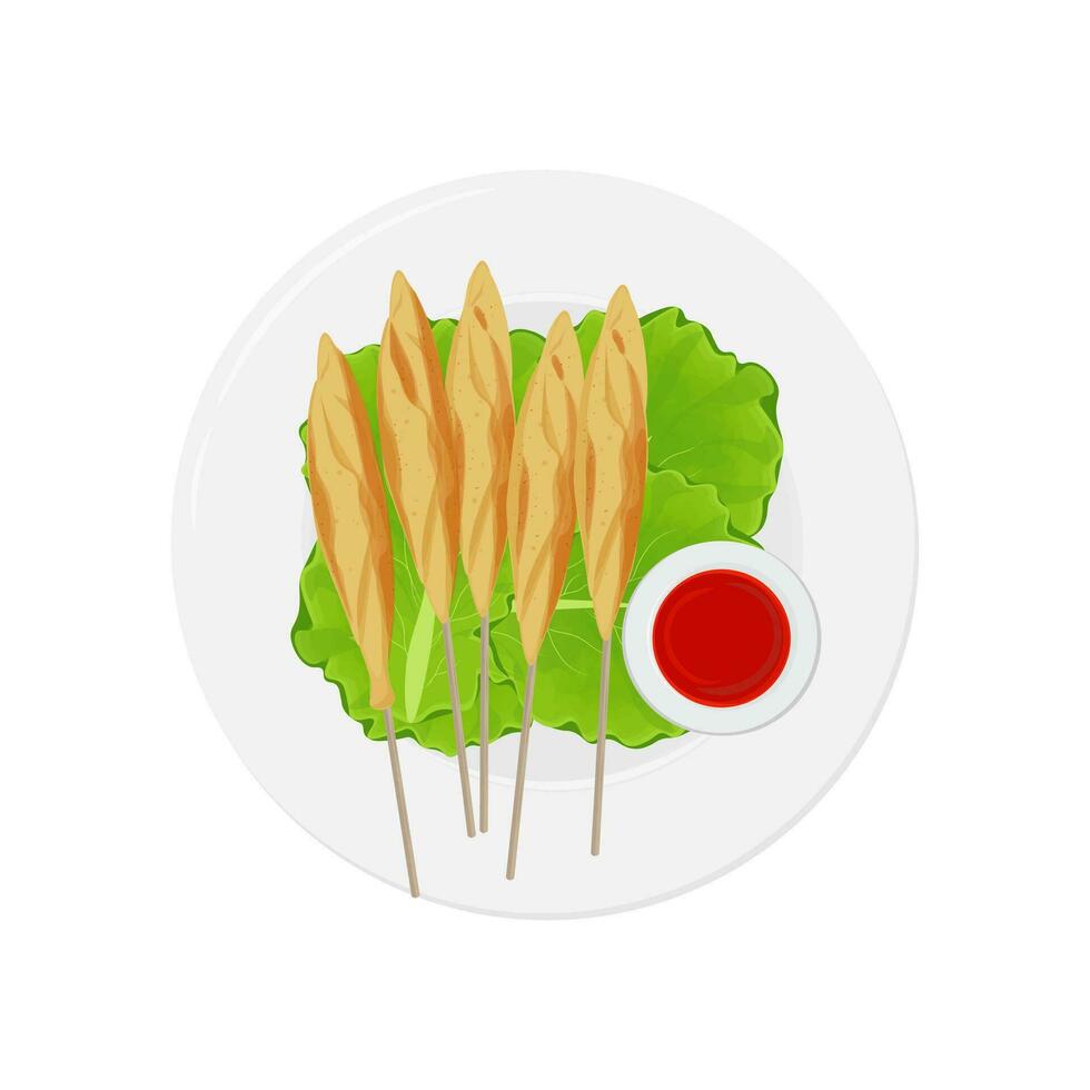 logotyp illustration av indonesiska gata mat räknar gulung eller ägg rulla vektor