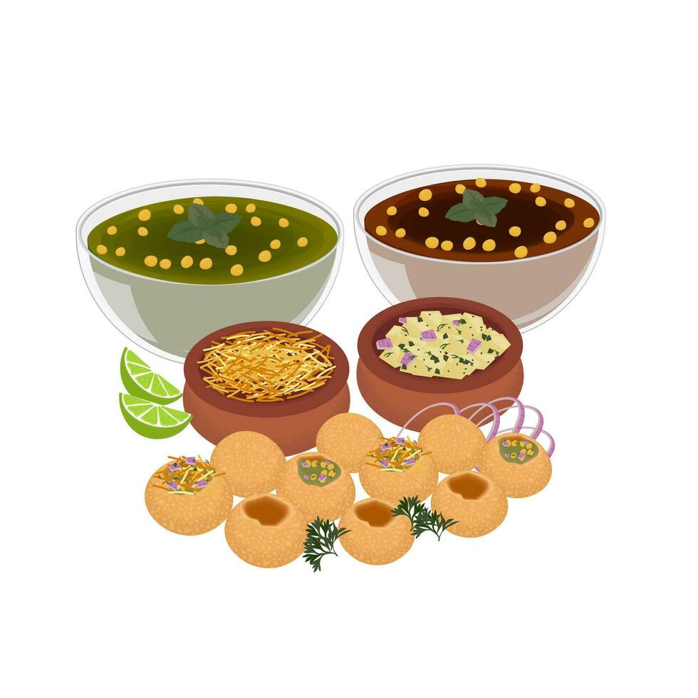 Logo Illustration von Pani puri fuchka fuchka oder Golgappa indisch Essen vektor