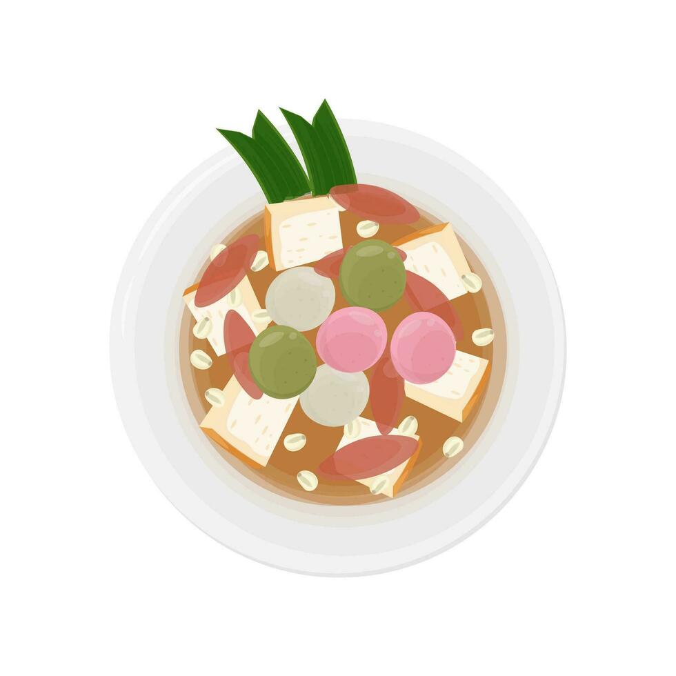 Logo Illustration eben legen von Wedang rund oder Tangyuan vektor