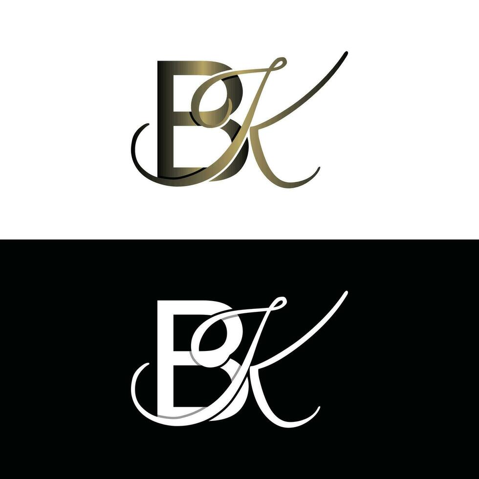 brev bk lyx modern monogram logotyp vektor design, logotyp första vektor mark element grafisk illustration design mall