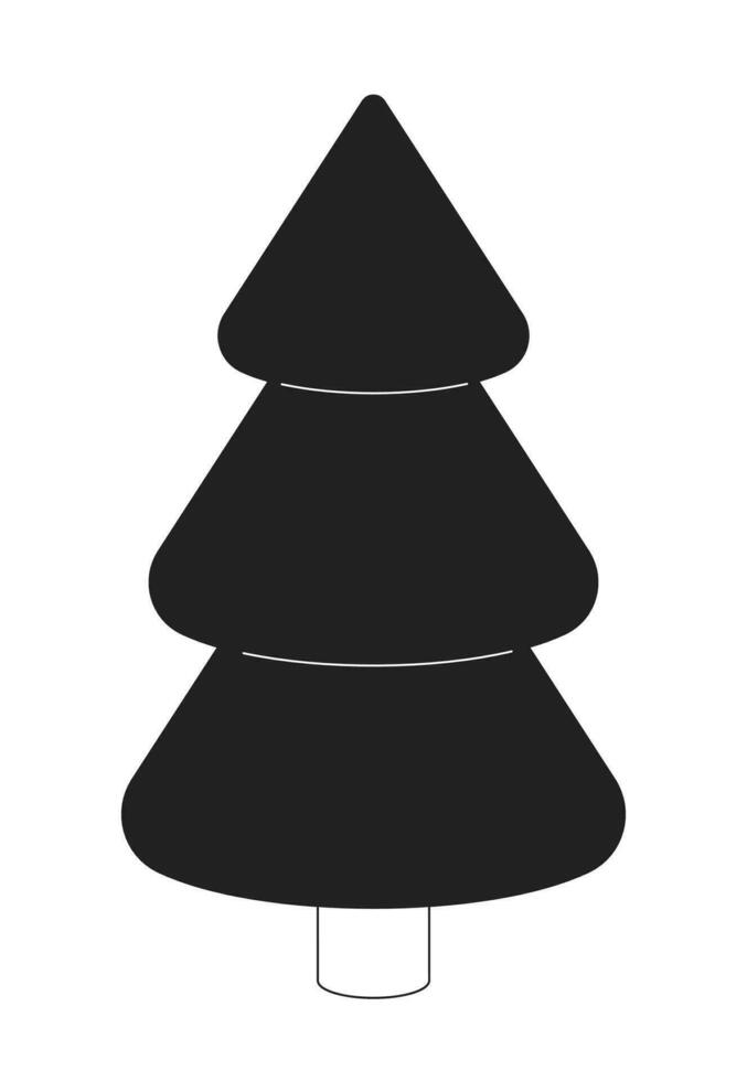 barrträd gran träd svart och vit 2d tecknad serie objekt. tall gran. vintergröna träd isolerat vektor översikt Artikel. miljö. vegetation växt. barr- skog enfärgad platt fläck illustration