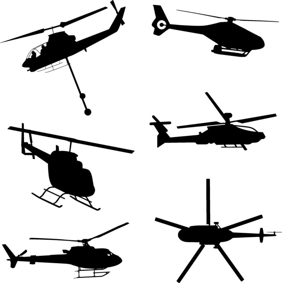 helikopter silhuett vektor på vit bakgrund