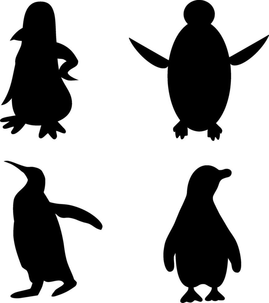 pingvin silhuett vektor på vit bakgrund