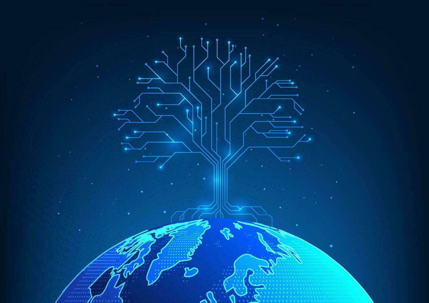 verlängerbar Energie Technologie das Baum ist ein Muster von technologisch Schaltungen mit Verzweigung Verbindungen zu das Welt. Medien Über das verwenden von verlängerbar Energie hilft reduzieren global Erwärmen und Verschmutzung. vektor