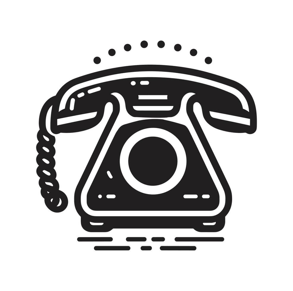 Telefon Anruf Symbol, alt Telefon Symbol, Berufung Telefon, Technologie Gerät, Kontakt Information, Kommunikation Symbol, Unterstützung, Plaudern, modisch schwarz Zeichen isoliert auf Weiß Hintergrund Vektor Illustration