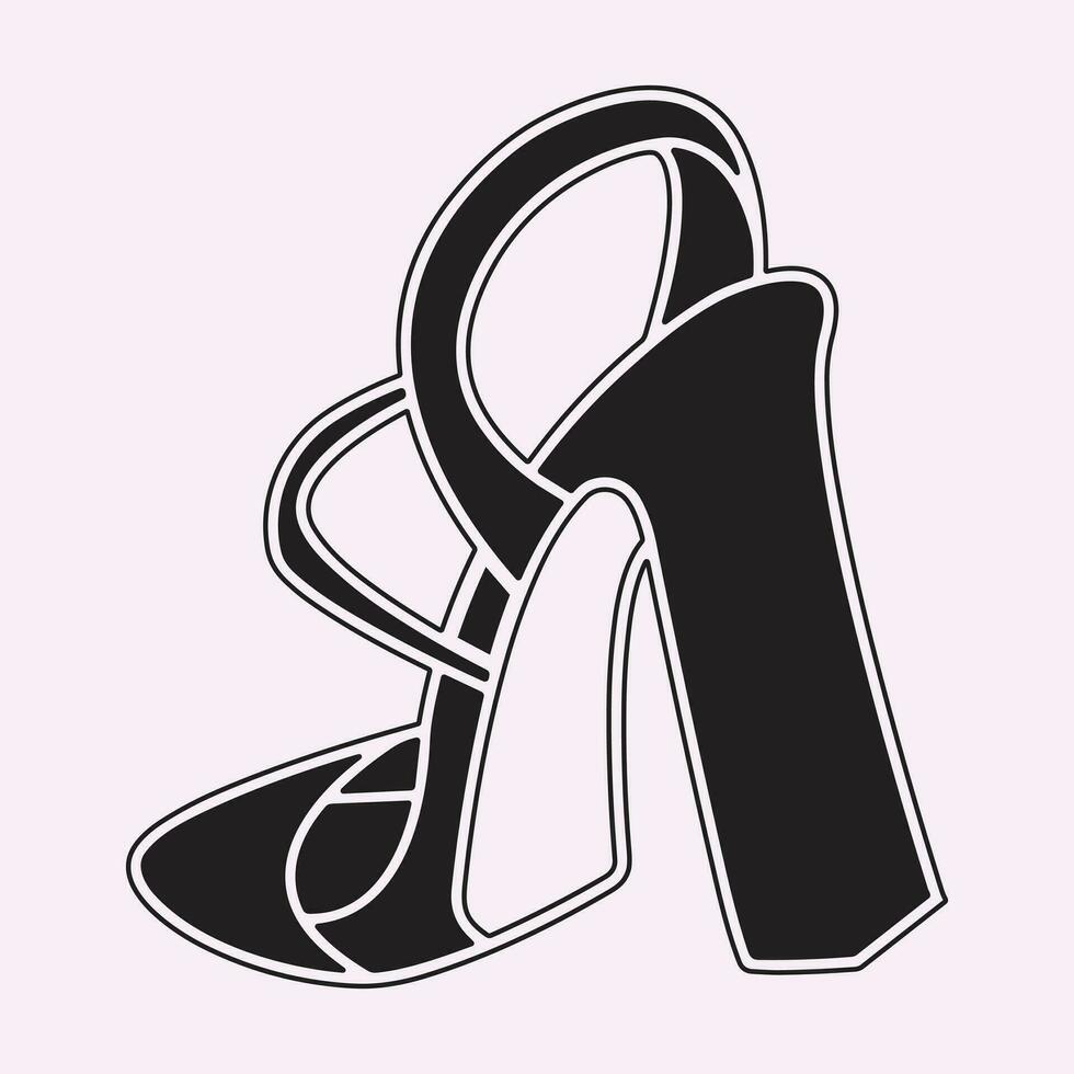 Zubehörteil, Hintergrund, Schwarz, Eleganz, elegant, Mode, weiblich, Fuß, Schuhwerk, Mädchen, Glanz, Hacke, hoch, Symbol, Illustration, isoliert, Dame, Linie, Umriss, Schuh, Stil, Symbol, Vektor, Weiß vektor