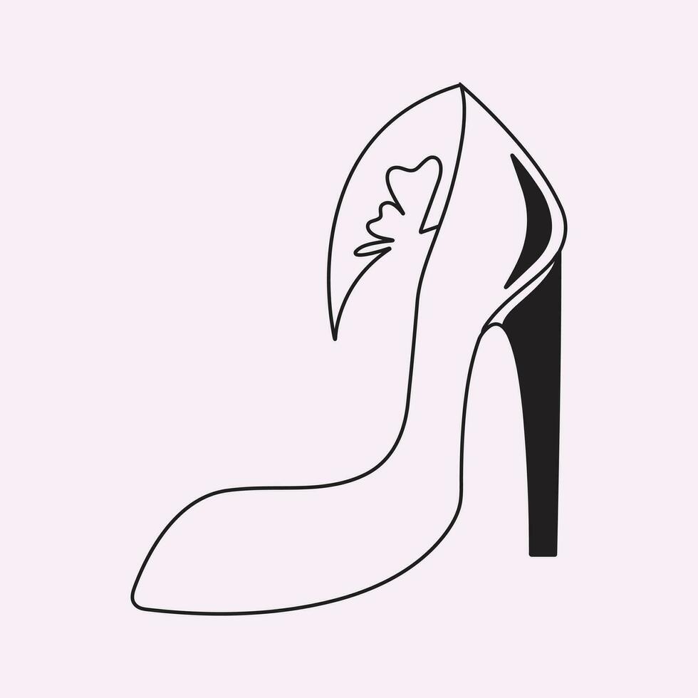 Zubehörteil, Hintergrund, Schwarz, Eleganz, elegant, Mode, weiblich, Fuß, Schuhwerk, Mädchen, Glanz, Hacke, hoch, Symbol, Illustration, isoliert, Dame, Linie, Umriss, Schuh, Stil, Symbol, Vektor, Weiß vektor