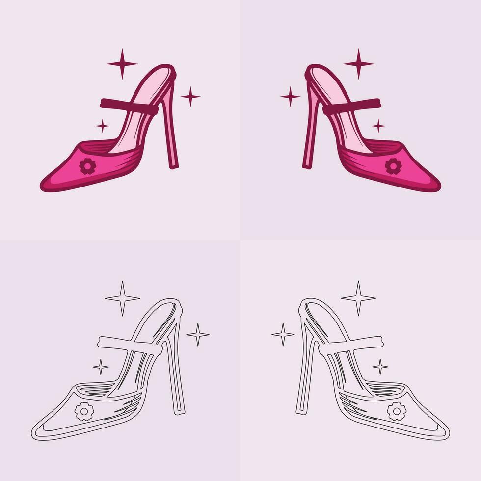 hög hälar sko vektor ikon, kvinnors sko glyf ikon. symbol, logotyp illustration.kvinna skor vektor ikoner isolerat på rosa bakgrund.mode Skodon design.skor samling