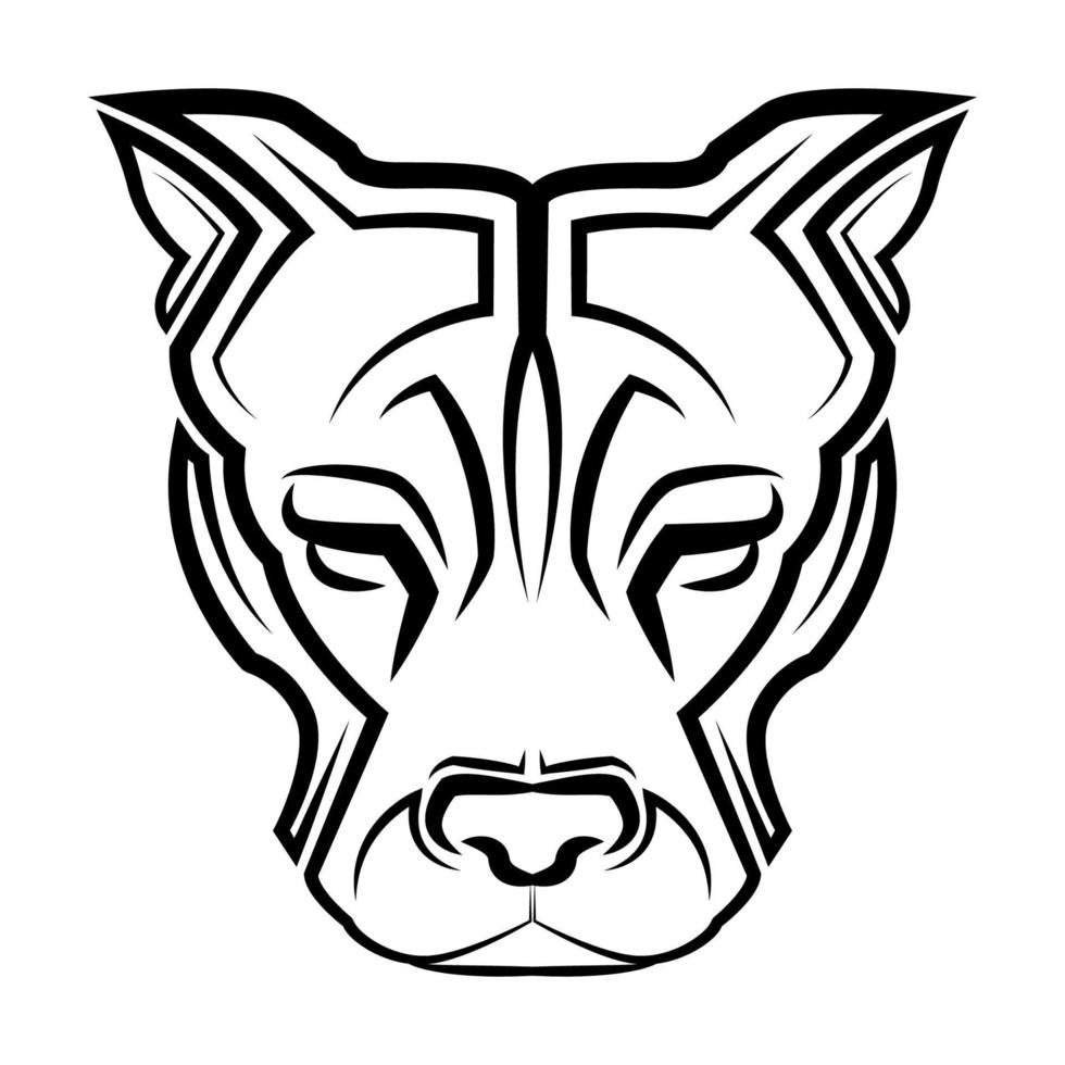 svartvit linje konst av pitbull hundhuvud vektor