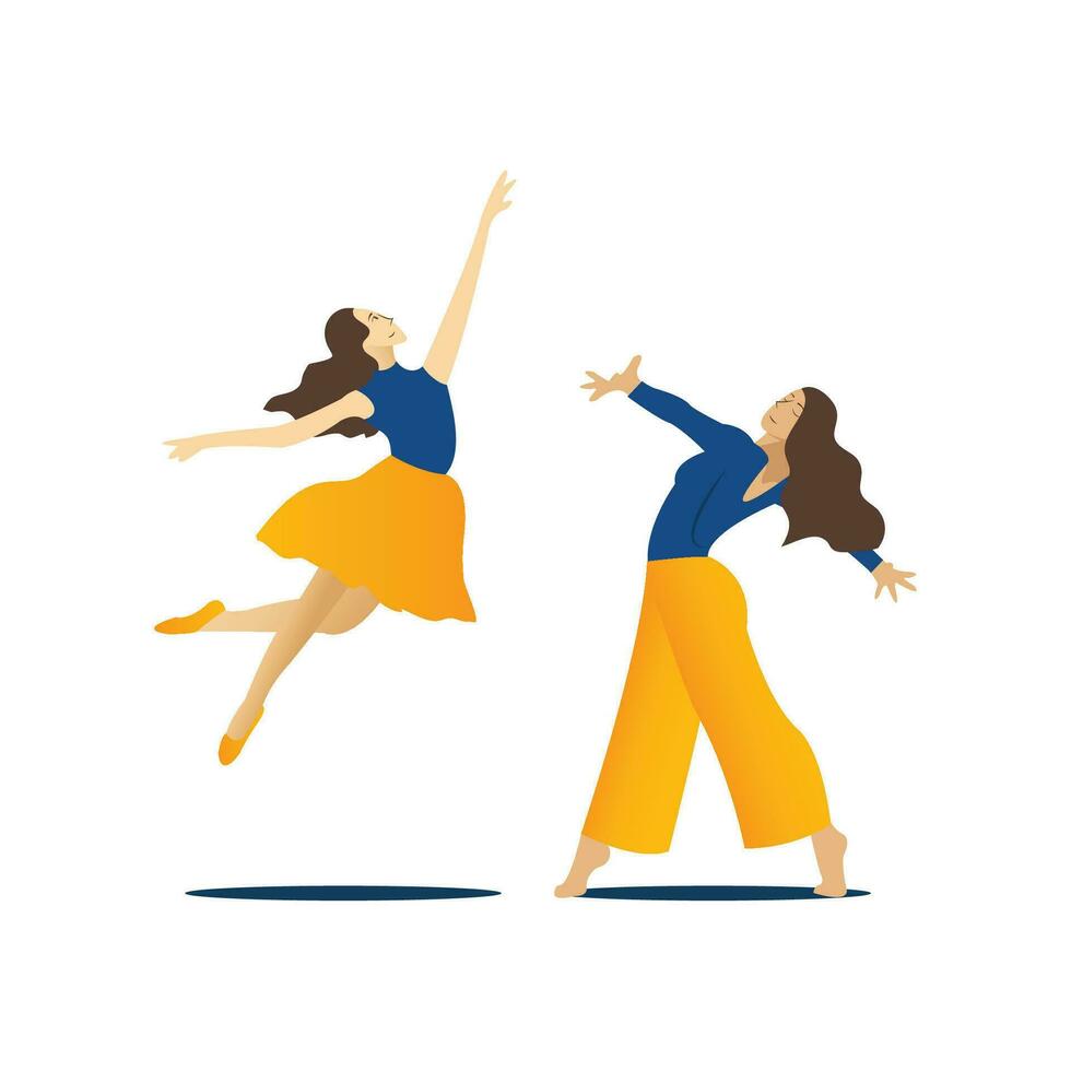 ballerina i gul kjol och pointe skor. vektor illustration.