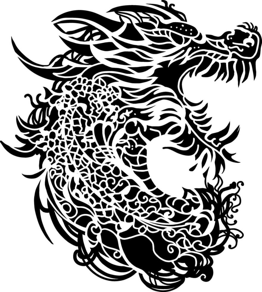 Drachen, Vektor Zeichnung, Chinesisch Drachen, Neu Jahr, glücklich Chinesisch Neu Jahr 2024 Tierkreis Zeichen, Jahr von das Drachen, traditionell Chinesisch Drachen. einstellen von Chinesisch Charakter übersetzen, Vektor