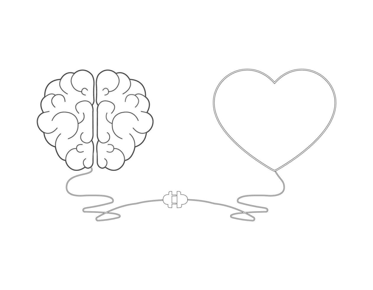 Gehirn und Herz Wechselwirkungen Konzept Beste Zusammenarbeit vektor