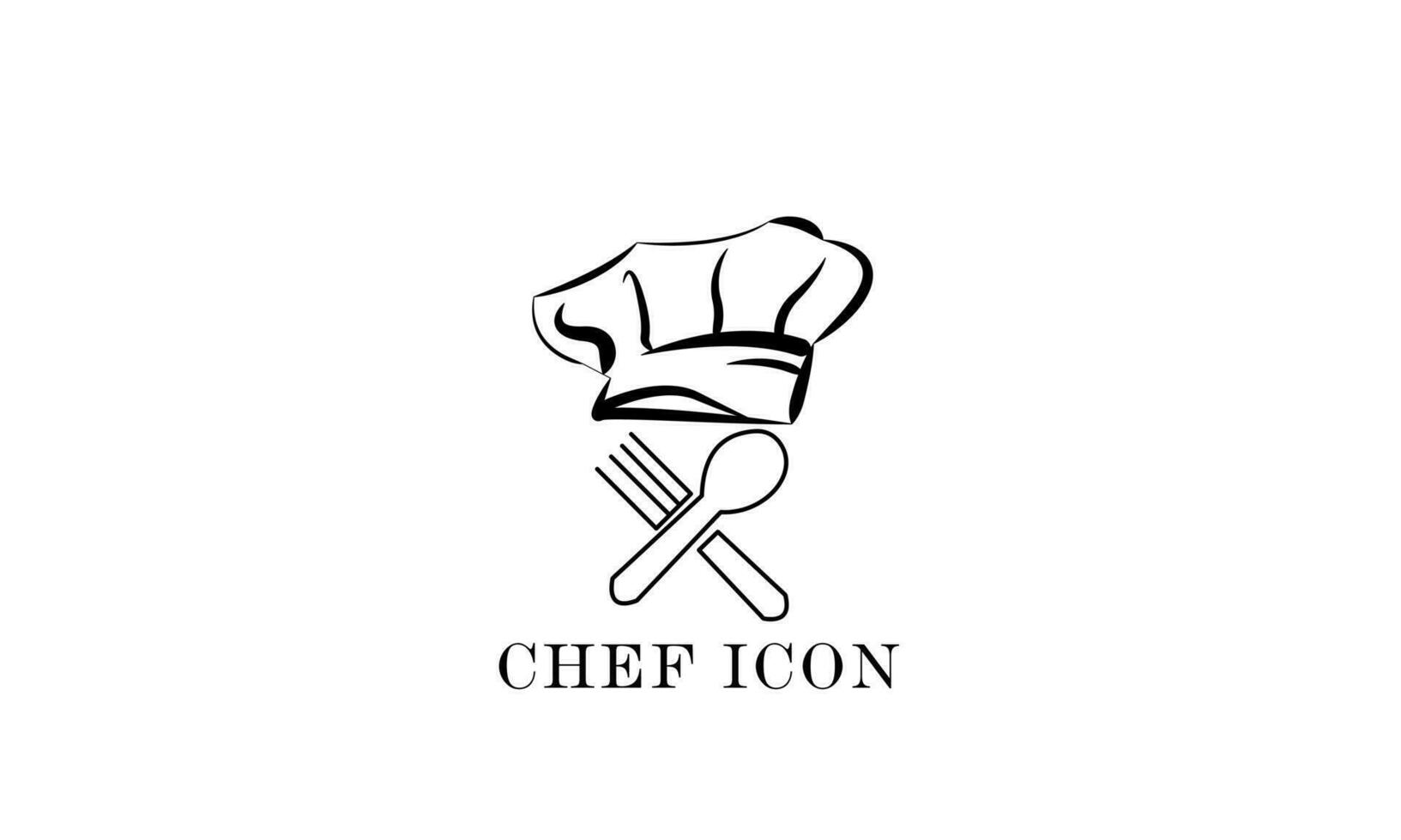 Vektor Koch Symbol, mit ein Koch Hut und Besteck auf ein Weiß Hintergrund