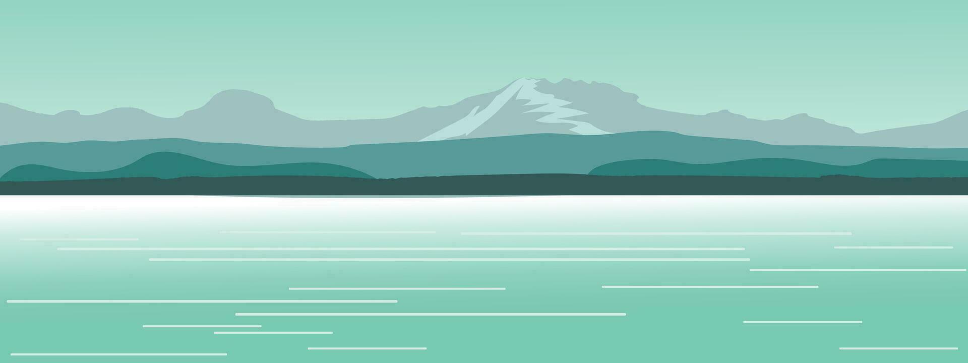 berg se. landskap med sjö och berg. naturskön vektor illustration.