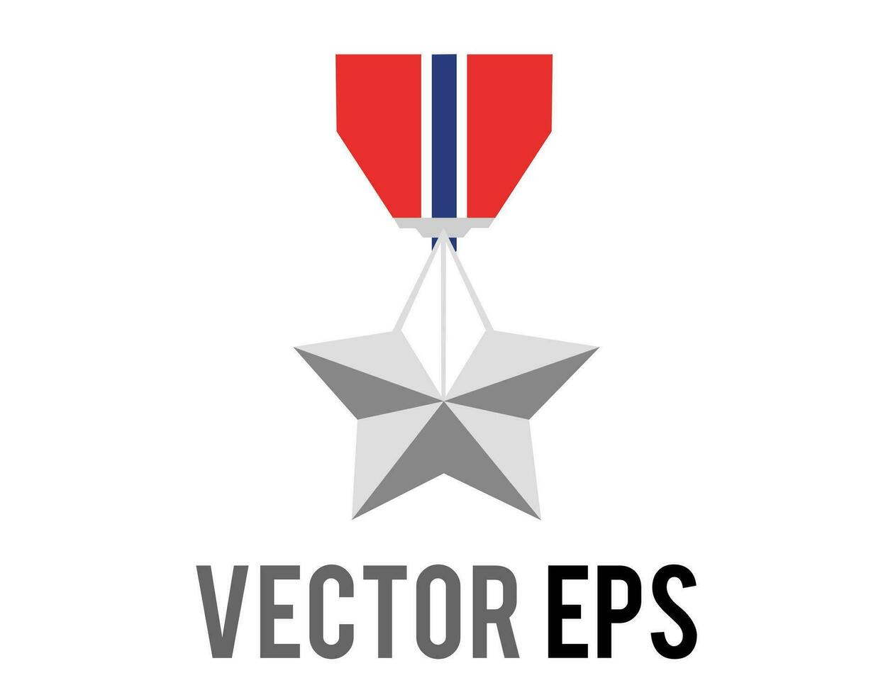 Vektor klassisch Silber Militär- Medaille Star Symbol mit Rot, Blau Band