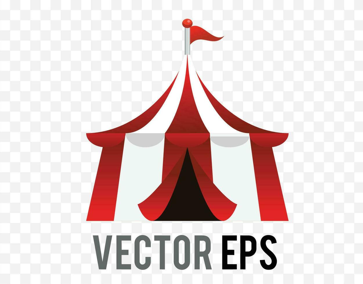 vektor lutning cirkulär stor topp cirkus tält ikon med en triangel flagga på topp