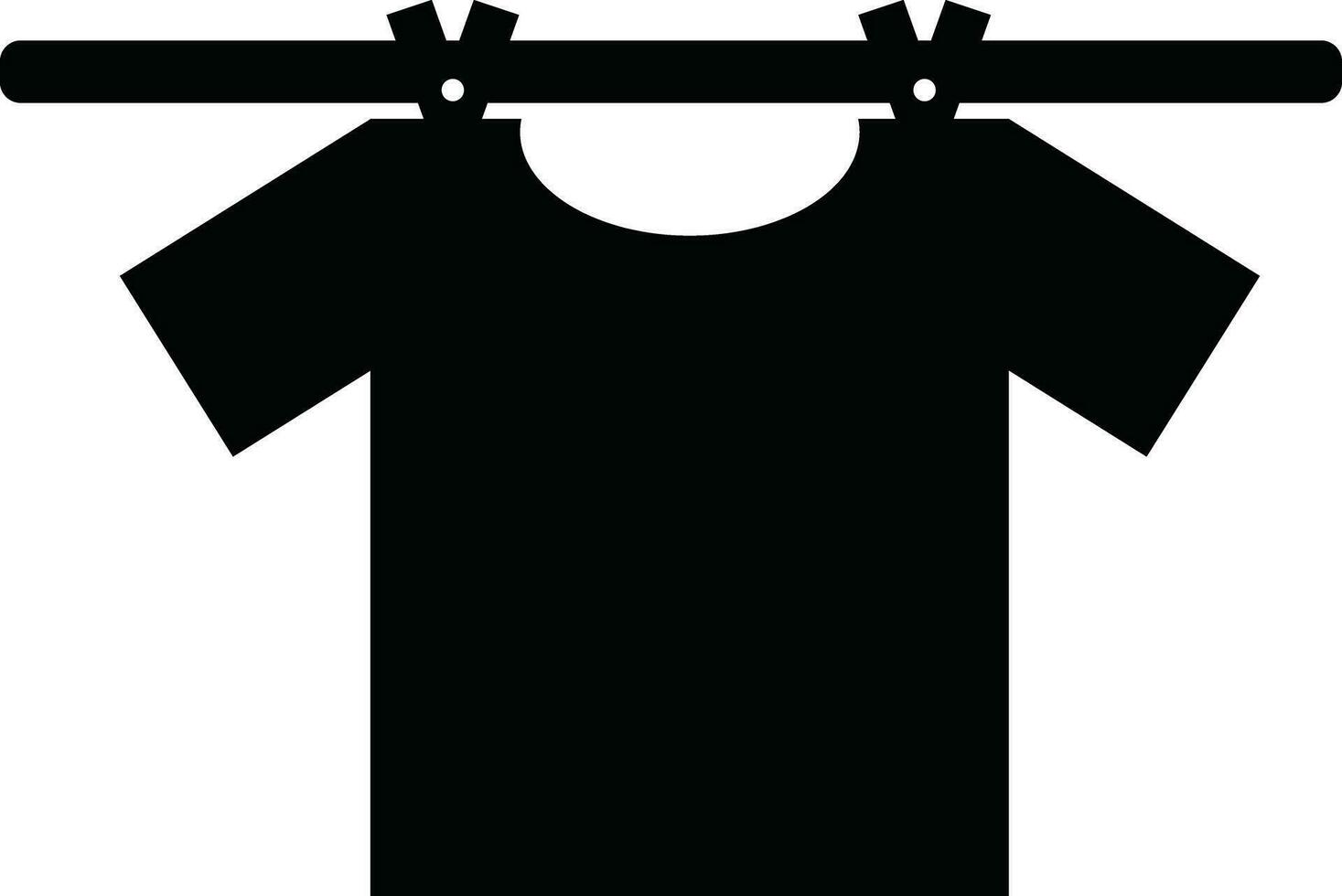torkning kläder ikon. tvätta de t-shirt på klädnypor. klädstreck rep tecken. platt stil. vektor