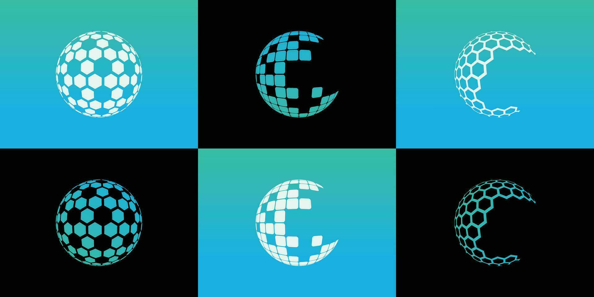 Vektor einstellen global Logo Vektor Design mit modern Stil Prämie Vektor