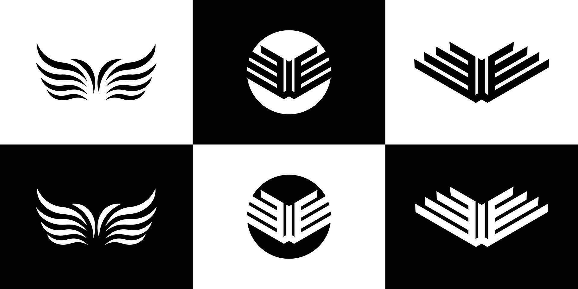 Vektor Flügel Symbol einstellen Logo Prämie Vektor