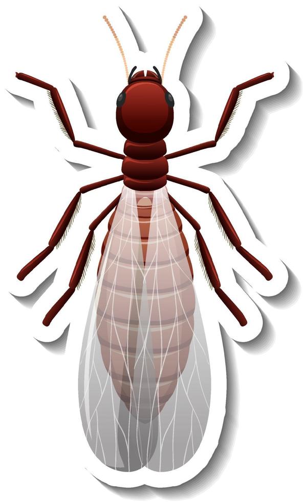 Aufklebervorlage mit Draufsicht auf geflügelte reproduktive Termiten isoliert vektor