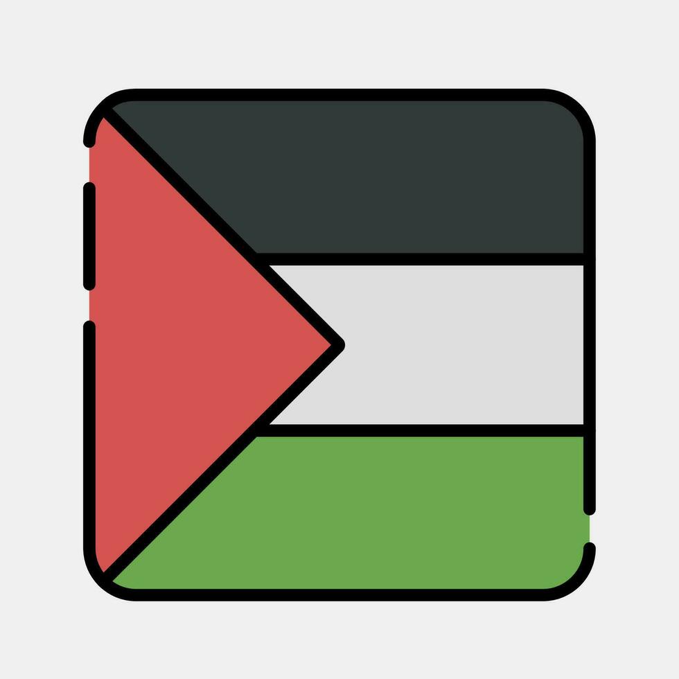 ikon fyrkant palestina flagga. palestina element. ikoner i fylld linje stil. Bra för grafik, affischer, logotyp, infografik, etc. vektor