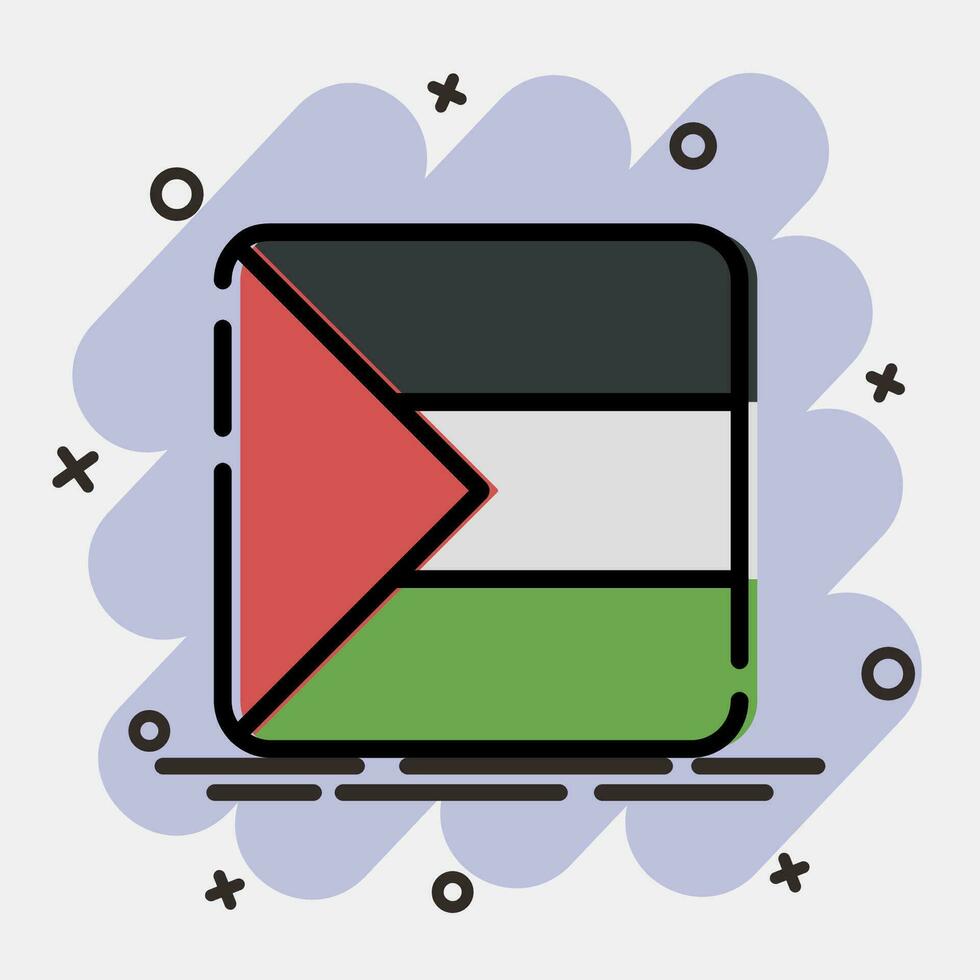ikon fyrkant palestina flagga. palestina element. ikoner i komisk stil. Bra för grafik, affischer, logotyp, infografik, etc. vektor