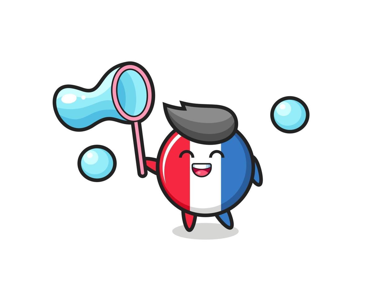 glad frankrike flagga märke tecknad spelar tvål bubbla vektor