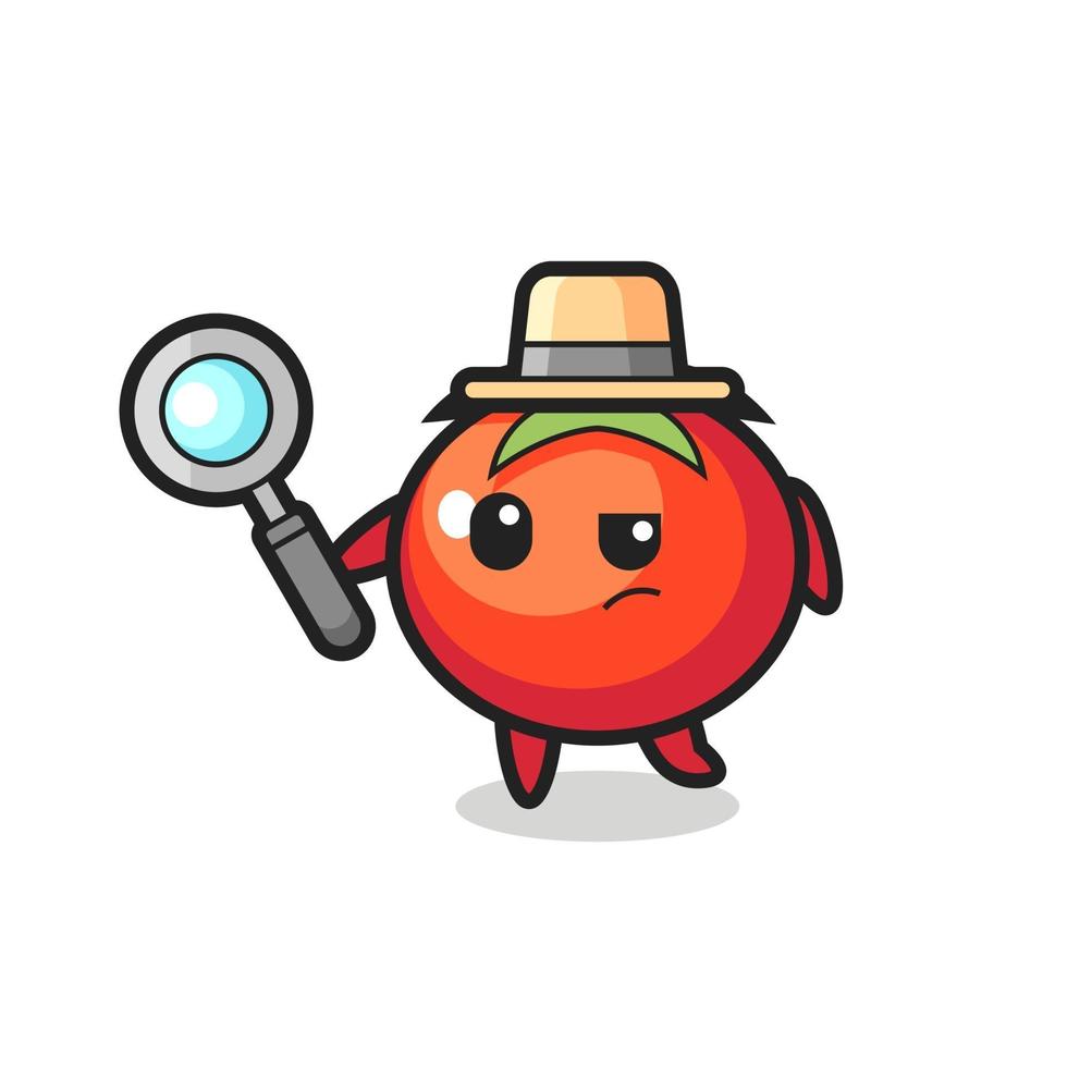 Tomaten-Detektivfigur analysiert einen Fall vektor
