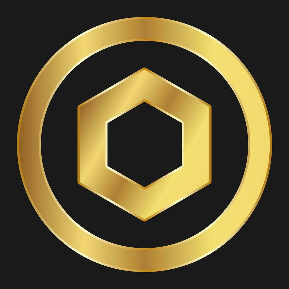 Gold Symbol von Kettenglied Konzept von Internet Netz Kryptowährung vektor