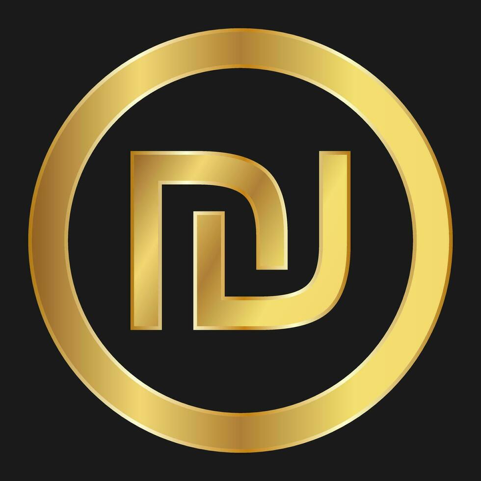 guld ikon av sheqel symbol begrepp av internet valuta vektor