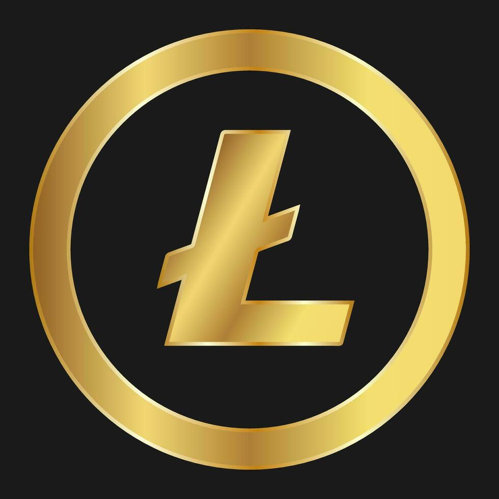 Gold Symbol von Litecoin Konzept von Internet Netz Kryptowährung vektor