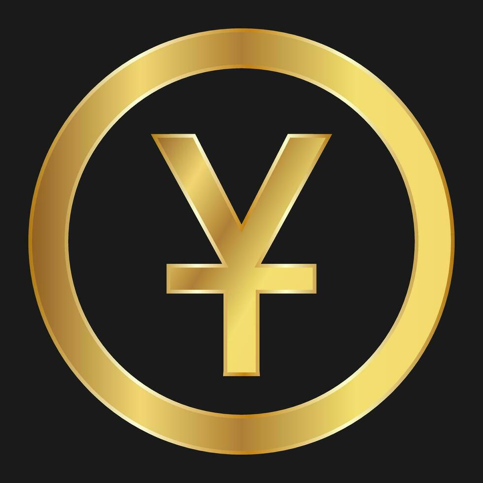 guld ikon av kinesisk yuan yen symbol begrepp av internet valuta vektor