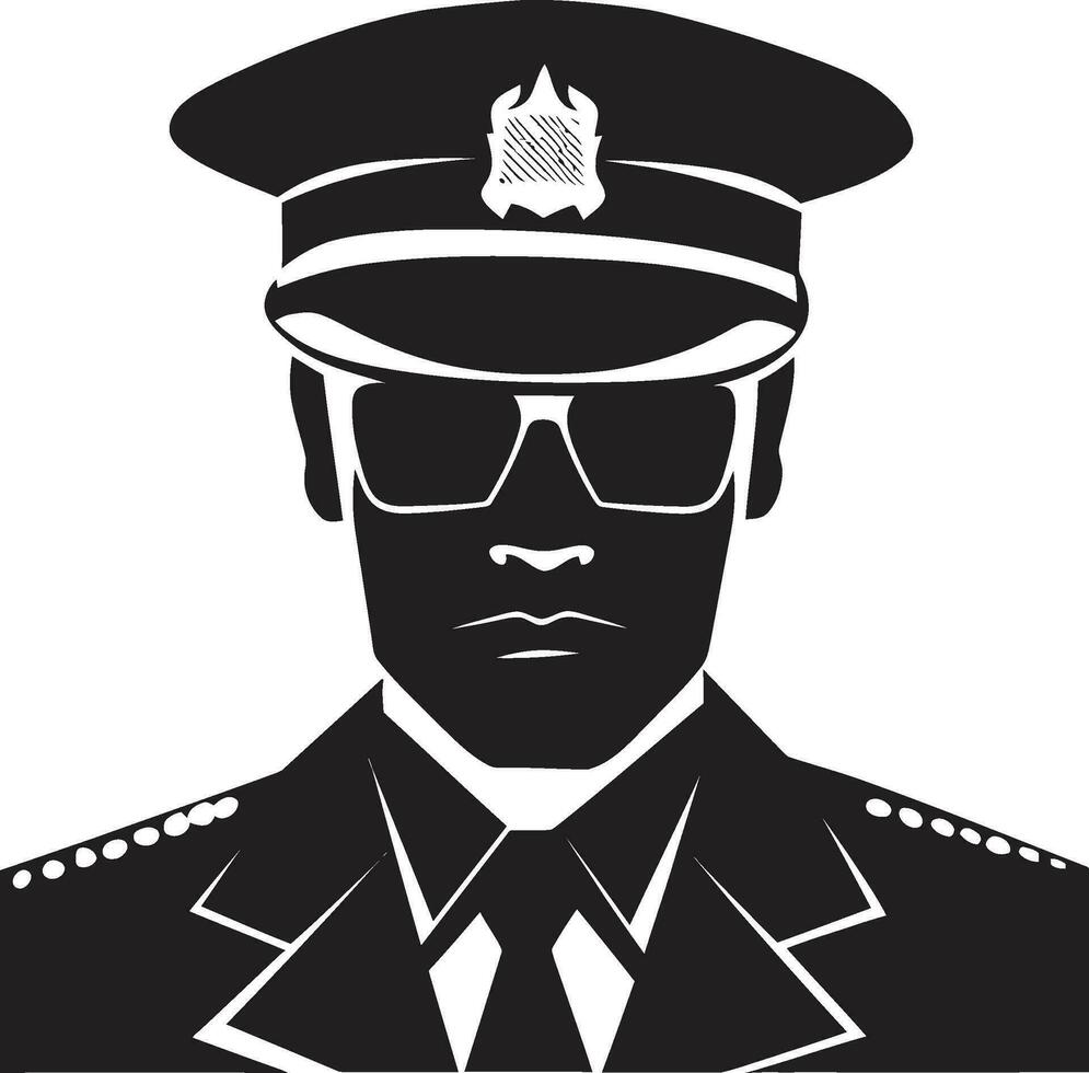 illustrieren Mut Polizei Offizier Vektor Porträts Abzeichen und darüber hinaus Polizei Offizier Vektor Grafik
