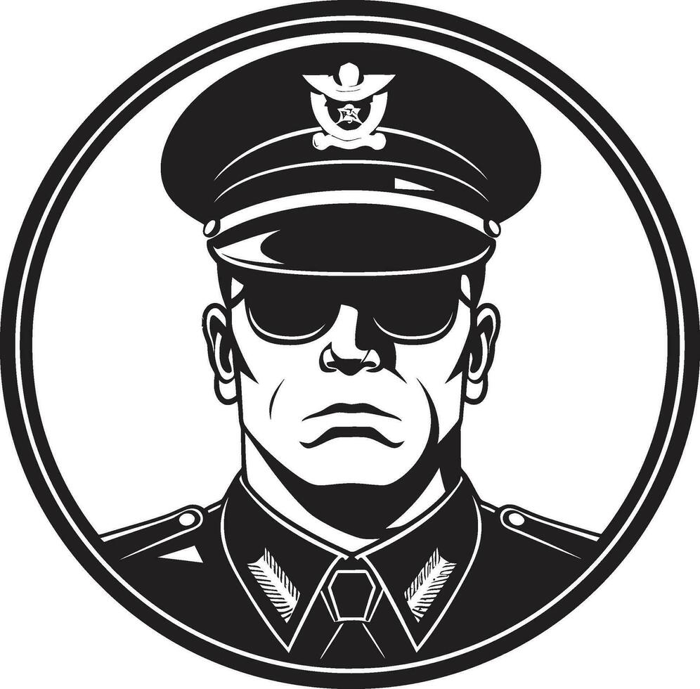 tjänande och skyddande polis officer konst i vektor bricka av hedra polis officer vektor illustration