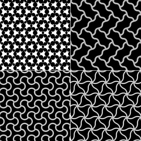 Geometrische nahtlose Muster des Vektors eingestellt, Schwarzweiss-Beschaffenheit. vektor