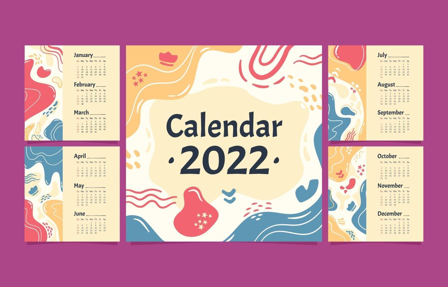 kalender 2022 abstrakt form mall vektor